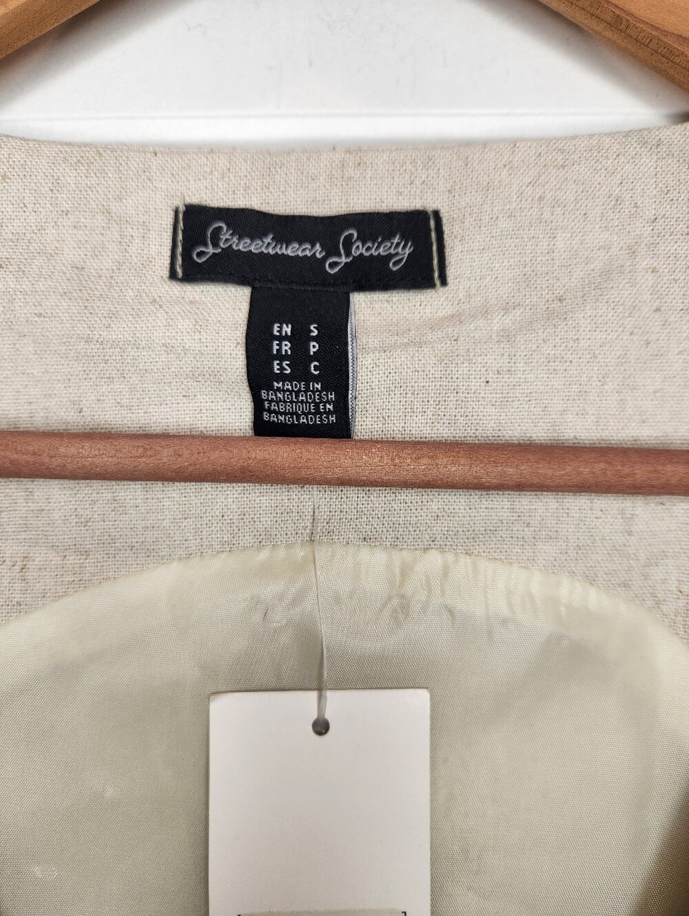 NWT Sz S Streetwear Society Rayon Linen Beige Cream Button-Front Camisole Vest - Picture 3 of 5